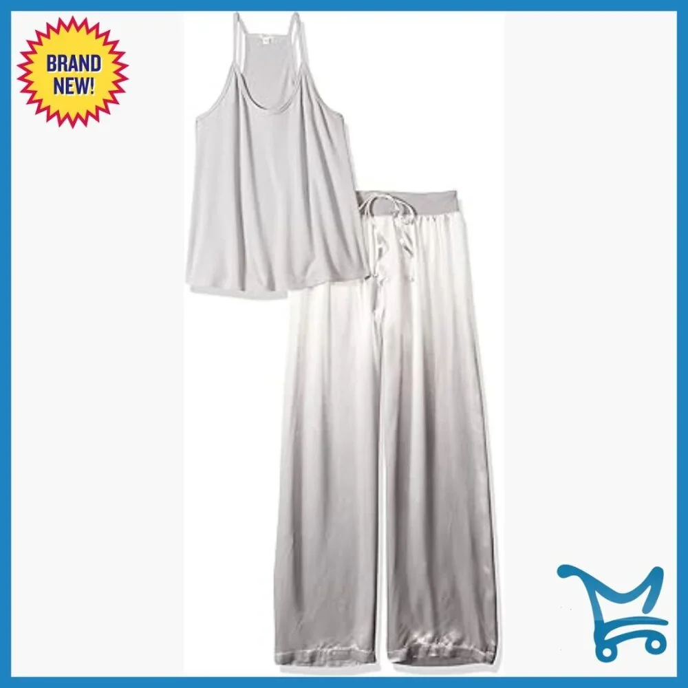 Supima Cotton Modal Pajama Set with Satin Trim, Size Small